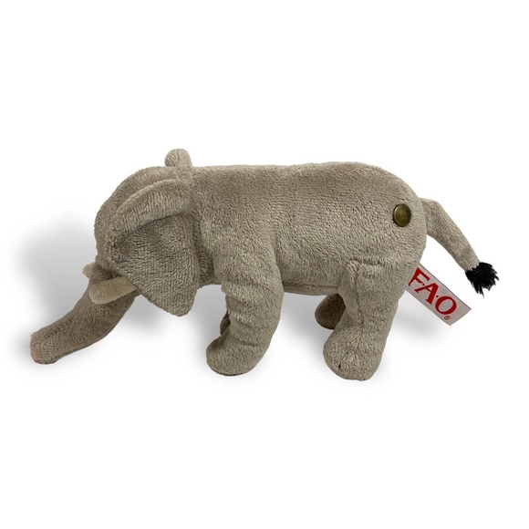 FAO Schwarz Plush ELEPHANT 10” Stuffed‎ Animal Gray 2013 Toys R Us Geoffrey Soft - Picture 3 of 10